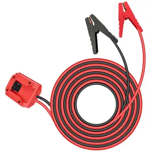 Jumper Cable with Adapter for Dewalt, Milwaukee, Makita Battery, 12AWG 6FT Car Jumper Booster Cable, High Temperature Resistant up to 392℉ (200℃), Portable Automotive Starting Cable