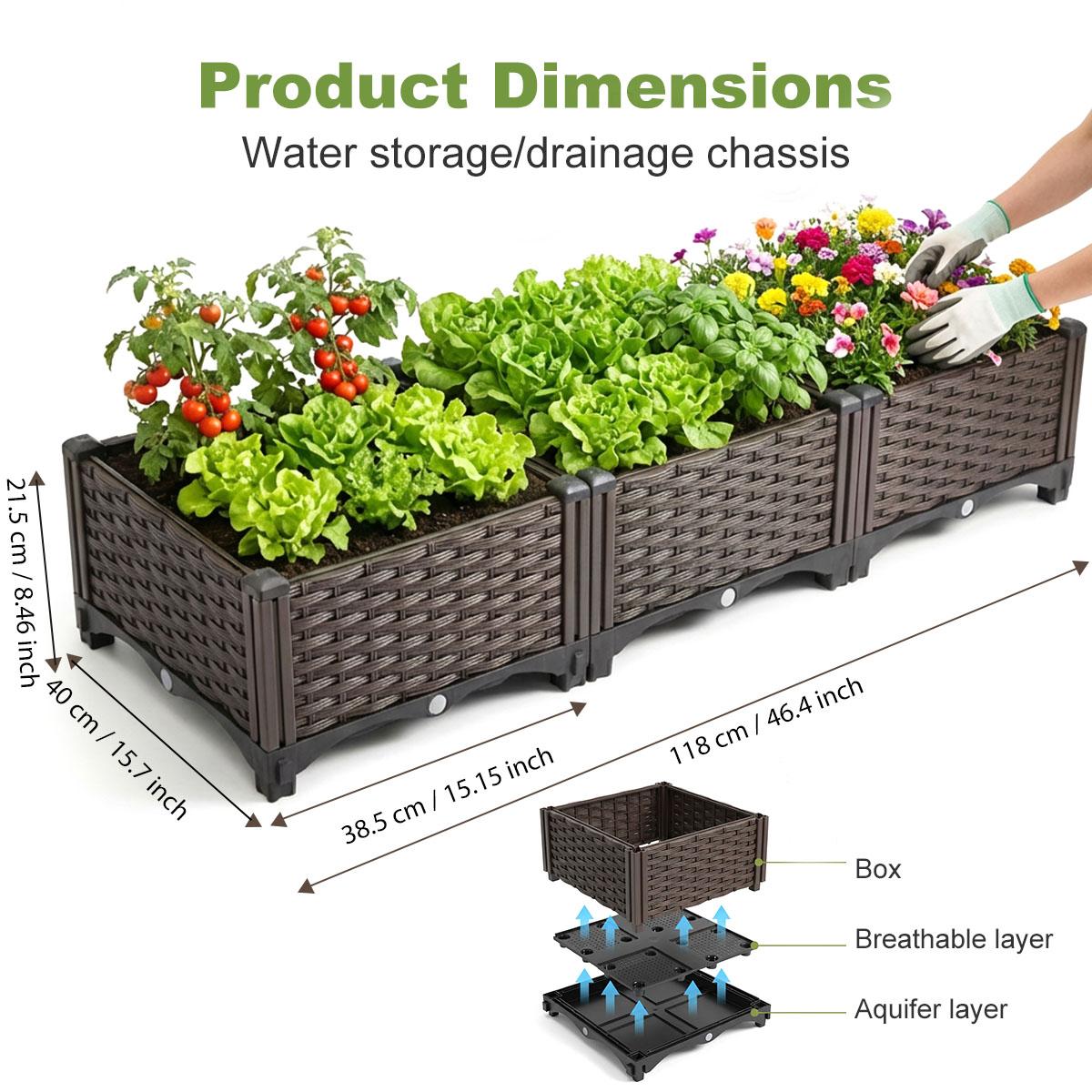 Raised Garden Bed – Strengthened PP Material, Tool-Free Assembly, Heat & Frost Resistant, With Water Storage & Drainage Chassis