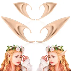 1 pair-Fairy Pixie Elf Ears - Cosplay Soft Pointed Ears Elven Masquerade Vampire Fairy Ears Makeup Costume AccessoriesCross Border Halloween Elf Ears Cos Props Avatar Elf Ears Vampires Dentures Fairy Fake Ears Party Event Props