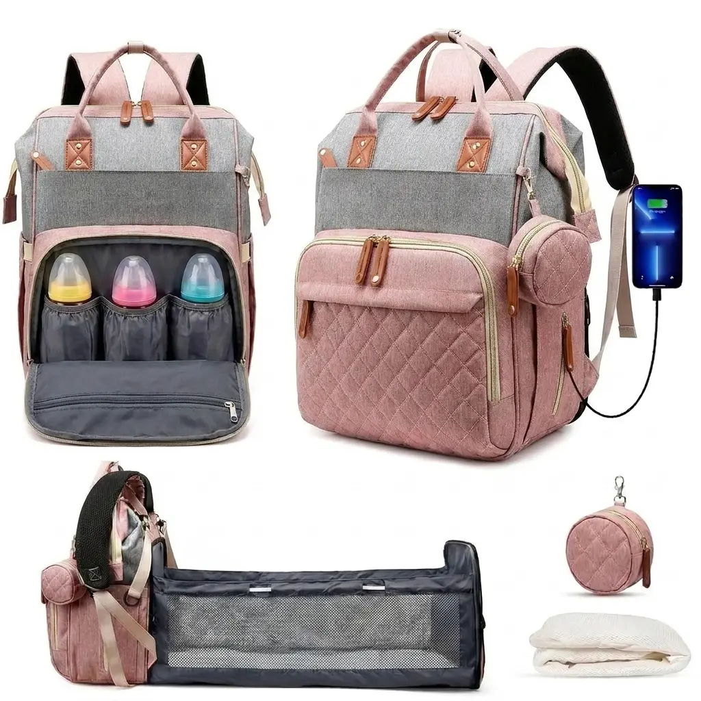 Baby Diaper Bags with Changing Station, Waterproof Large Capacity Diaper Bag Backpack for Moms Dads with USB Charging Port and Stroller Straps, Baby Shower Gifts