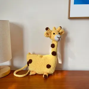 Handmade Crocheted Giraffe Bag Finished Product New Cute Yarn Knitted Coin Purse Crossbody Bag Gift