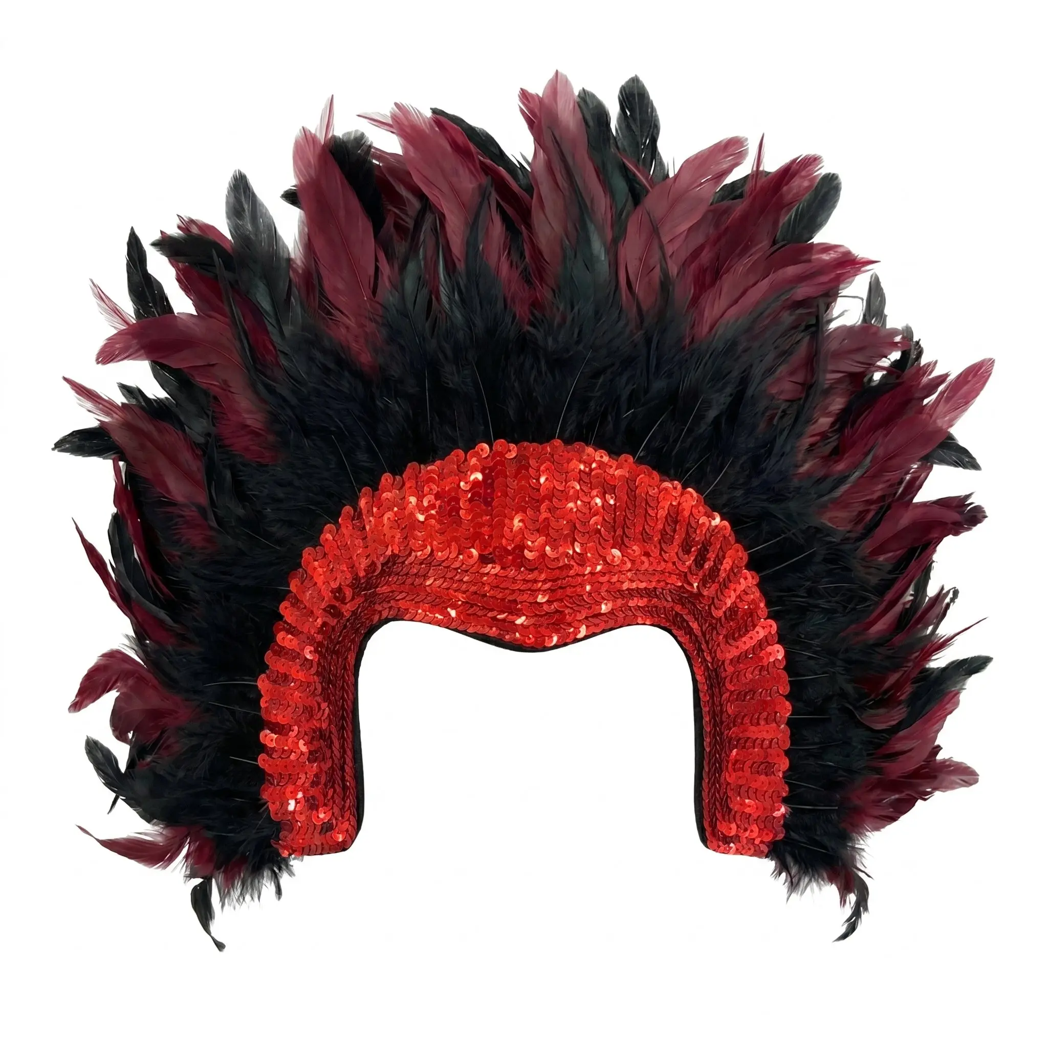 Red Feather & Sequin Headpiece