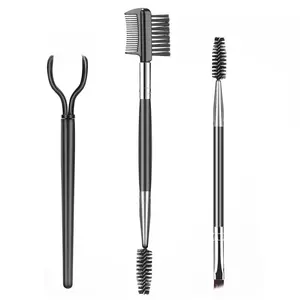 Professional Eyebrow Brush Set with Eyelash Separator & Lash Spoolie for Flawless Mascara Application - 3 Piece Cosmetic Tools