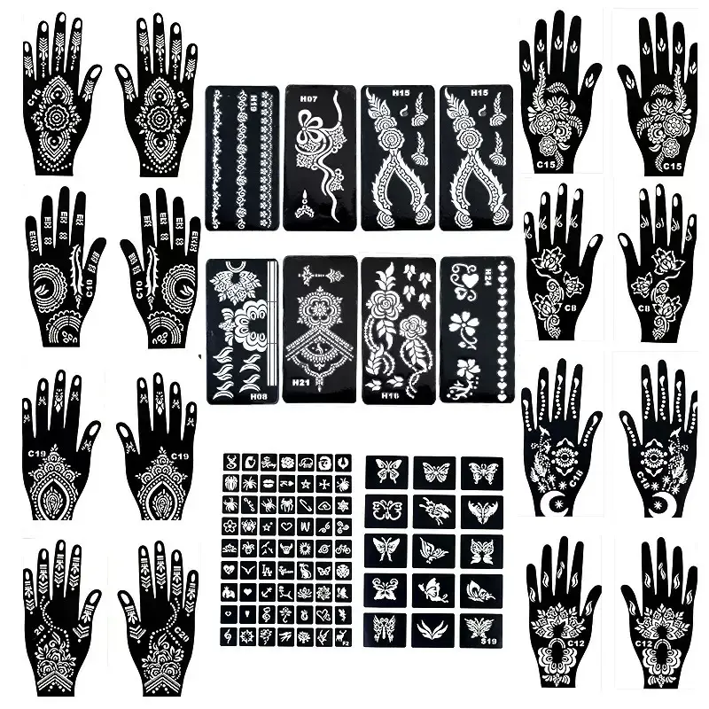 1 Set of Tattoo Sticker Templates, Hand-Drawn Waterproof Hollow Decorative Design, Unisex Temporary Tattoo Stickers, Small Hollow Tattoo Templates