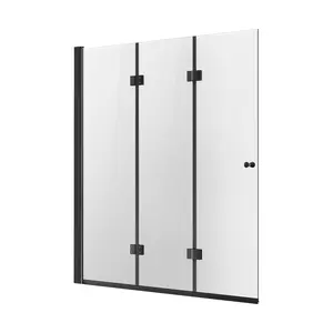 VEVOR Bathtub Shower Door 51 in. W x 56 in. H Frameless Foldable Tub Shower Doors