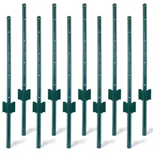 5/10Pack Fence Posts 3Feet/4Feet/5Feet Heavy Duty Metal Fence Post with U-Channel, Steel Fence U-Post for Holding Garden Wire Fence, Corner Anchor Posts
