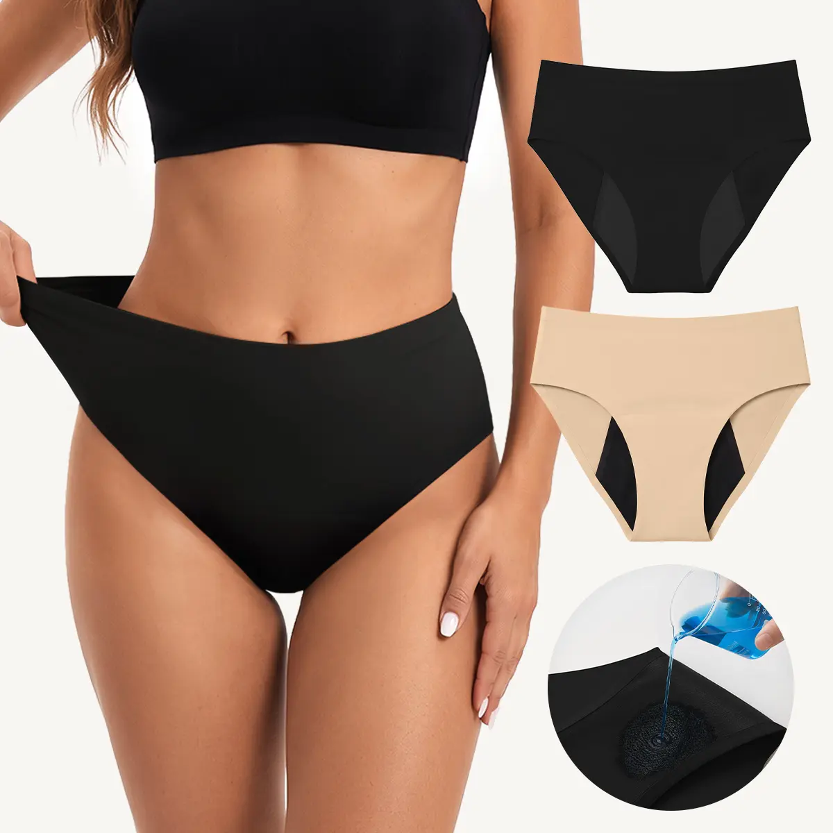 LUCKMEEY Women's High Waisted Leakproof Period Panties, Ultra Soft Breathable Seamless Menstrual Underwear, Invisible Full Coverage Fit, Reusable & Machine Washable, All-Day Protection#tiktokshopbacktoschool#sohochic