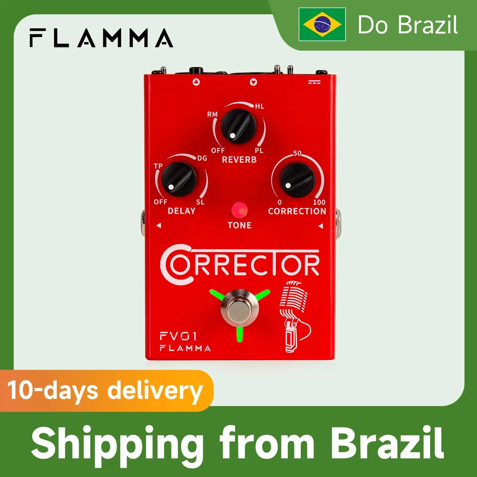FLAMMA FV01 Vocal Effects Processor Pitch Correction with Delay Reverb Effects for Microphone Amplifier Stompbox Guitar