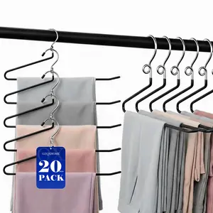 Pants Hangers Space Saving - 20-Pack Multi-Layer Space-Saving Metal Hangers, No-Trace Pants Hangers, Closet Organizing Storage Essential, Home Must-Have, TikTok Bestselling.