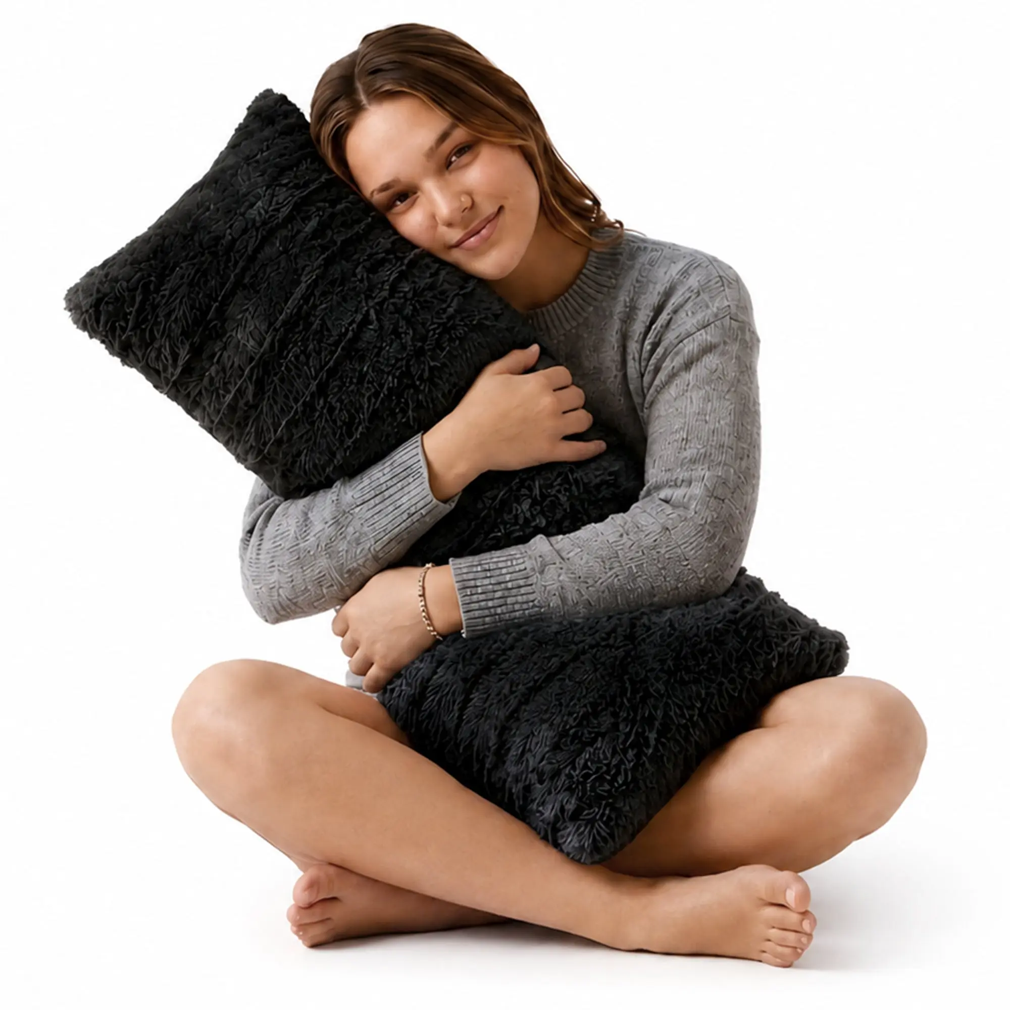Cheer Collection Faux Fur Throw Pillow - 18" x 40" Long Decorative Body Pillow for Bed or Couch