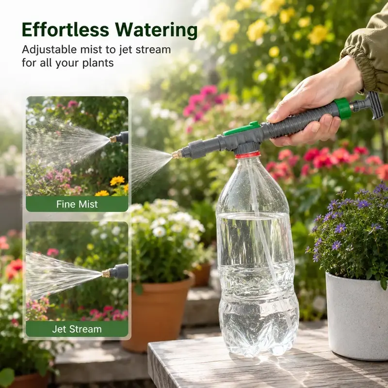 [BUY 2 GET 1 FREE] Manual Pressure Sprayer Nozzle, Adjustable Mist and Jet Mode Anti-slip Handle for Household and Garden Plant Watering,Houseplants, Succulents, Flowers, Lawn & Outdoor Garden