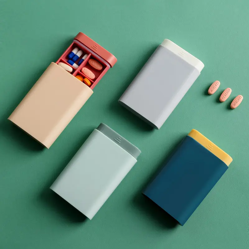 Mini Small Portable Travel Vitamin Box Pill Box Container Storage Box Pill Storage Box 7 Days 6 Grid Pills Fish Oil