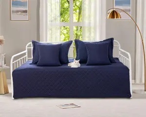 5-Piece Twin Size Daybed Cover Set, Geometric Print Soft Breathable All Season Bedding Set with 4 Pillow Shams, 39"x75"