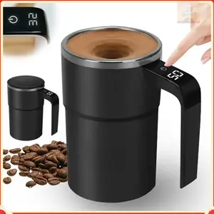 Smart Temperature Display Self-Stirring Coffee Mug, Rechargeable Travel Cup for Coffee, Tea & Hot Chocolate, 12.8 oz