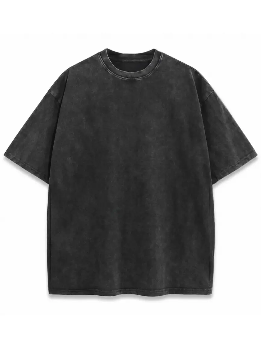 Vintage Washed Oversized T Shirt for Men Women, Heavy Cotton Drop Shoulder Short Sleeve Crewneck Tee, Casual Streetwear Summer Top, Black tee
