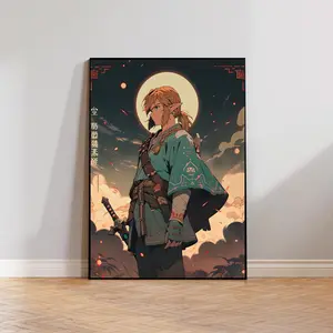 Link, Legend of Zelda, Japanese Tapestry Style, Anime Poster, Printable Wall Art, Bedroom Art, Japanese Home Decor, Tears of the kingdom
