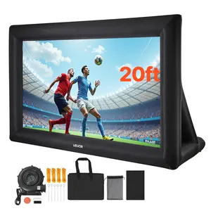 VEVOR 20FT Inflatable Projector Screen, Inflatable Movie Screen Outdoor with 250W Air Blower Projector Screen Oxford Fabric Material Blow Up Screen for Outdoor Backyard, Home Theater, Theme Party