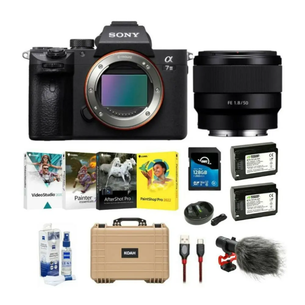 Sony a7 III Full Frame Mirrorless DSLR Camera Bundle with 50mm f/1.8 Lens, Mirrorless Dslrs, Handheld Camera Dslrs