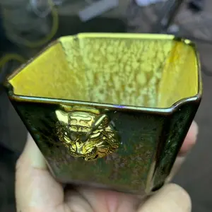 Building a teacup, golden square cup, lion head carved cup