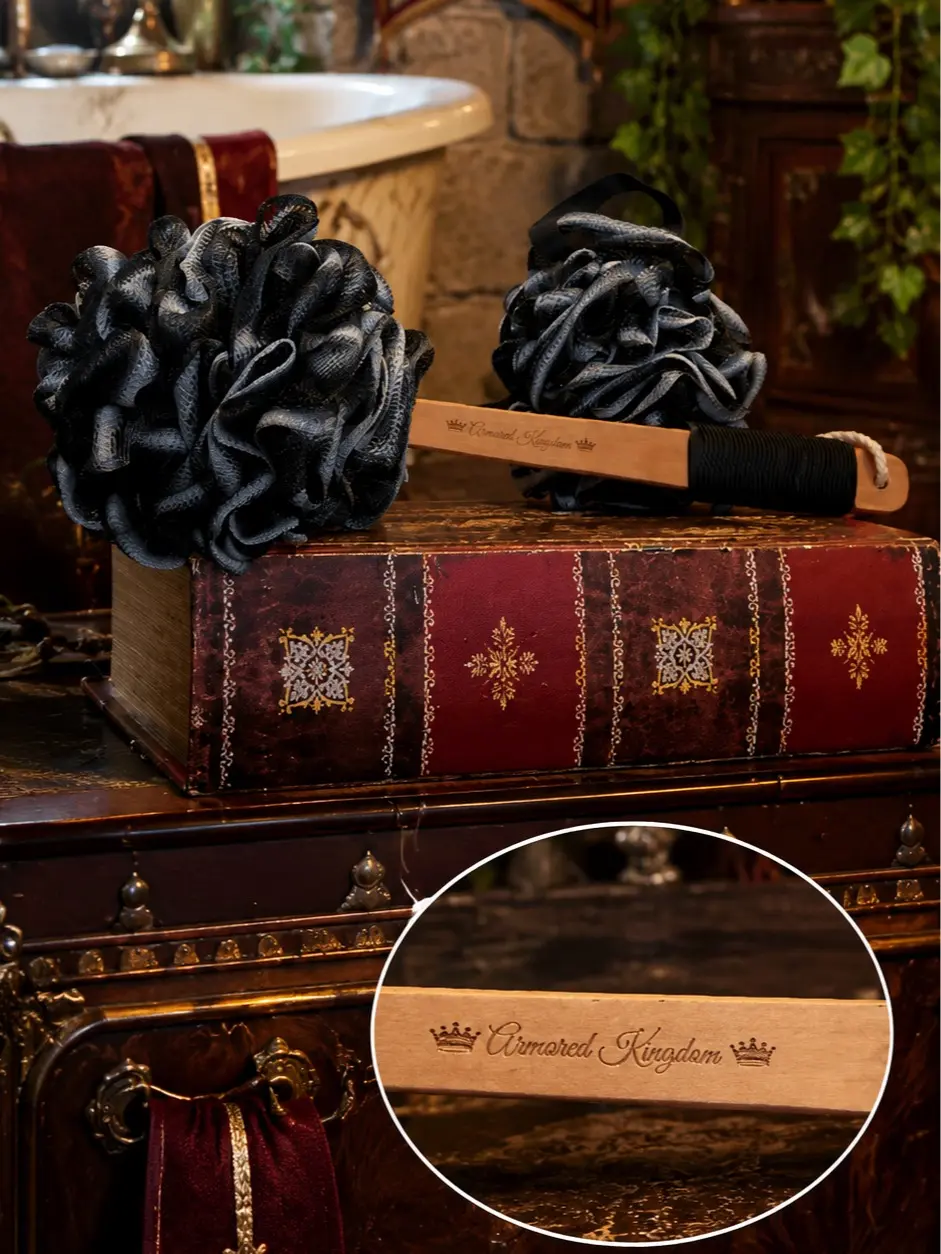 Engraved Royal Bath Loofah Set - The Armored Kingdom Signature Edition, Gentle Exfoliation Tool, Durable Bathing Accessory for Personal Care