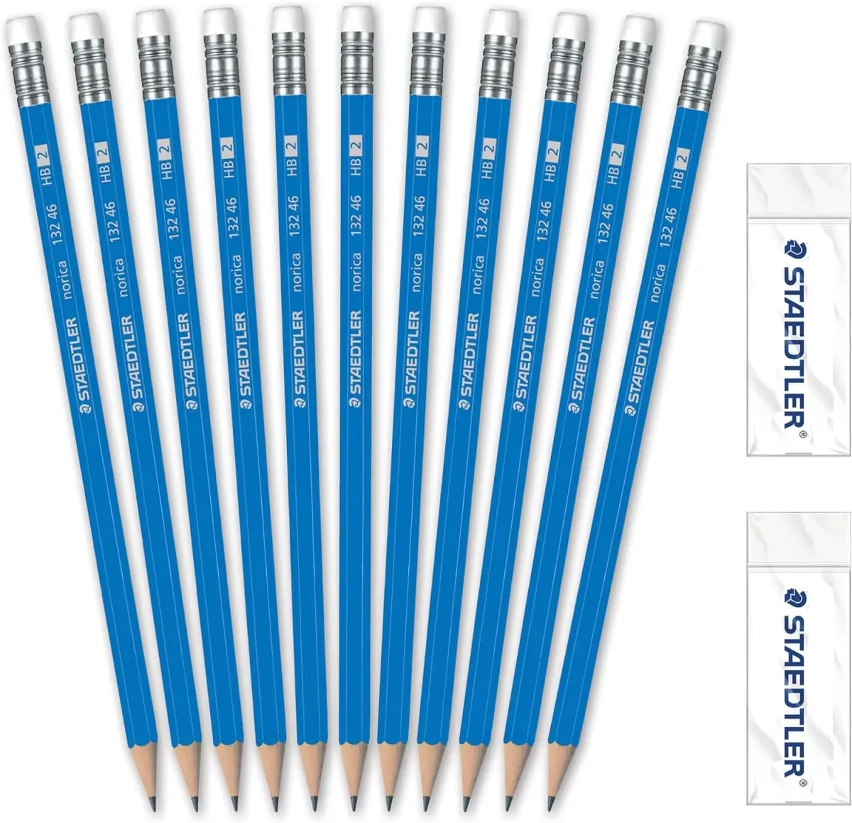 Staedtler STD13246C144 Norica Wooden Body HB No.2 Graphite Pencils, Non-Toxic, PVC & Latex-Free Black Ink Erasers, Sustainably Forest-Sourced Office Stationery (Pack of 144) for Office Workers, Unisex Use