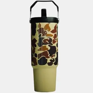 Hooch|Hog 30 oz Old School Camouflage Water Bottle | Insulated Travel Tumbler | Cup Holder Friendly Drinkware Collection Flasks Lid