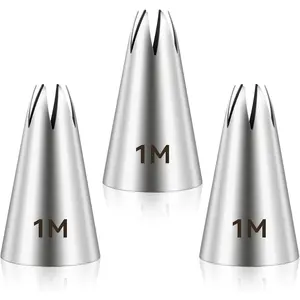 3 count 1M Cake Piping Tips, Decorating Supplies, Nozzles for Buttercream, Icing, Birthday Cakes, Cupcakes - Baking Tools for DIY Art