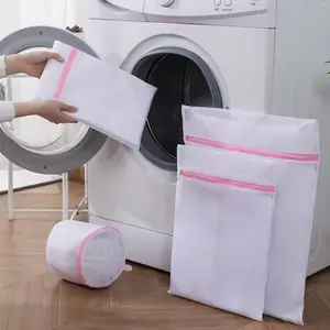 4-Piece Laundry Bags Set, Large Medium Small Sizes, Lightweight Mesh Laundry Bags, Zipper Travel Storage, Protective Washing Bags for Clothes