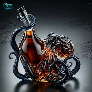 Kraken Octopus Whiskey Decanter, Collectible High Borosilicate Glass Bottle, Unique Gift for Whiskey Lovers, Elegant Liquor Container