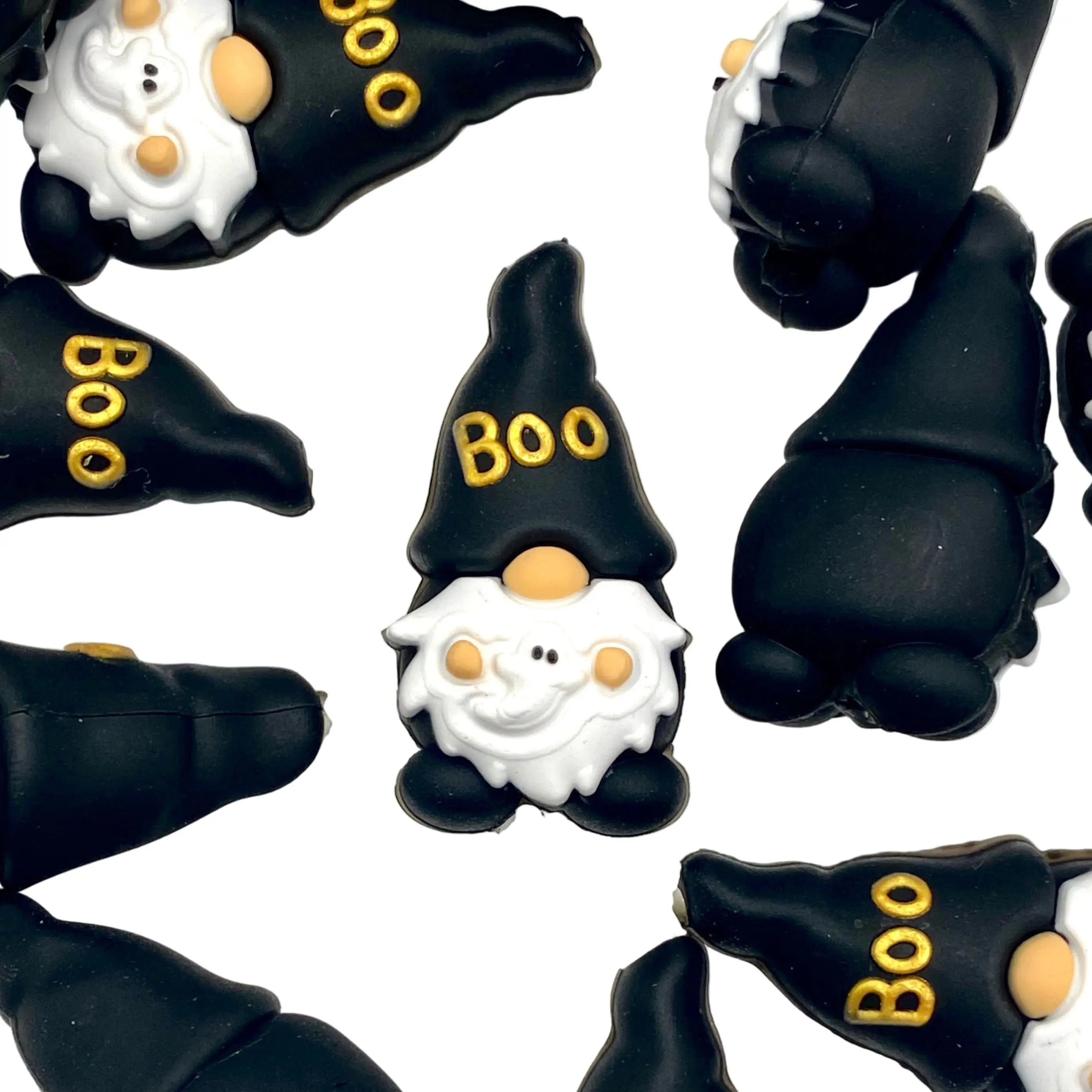 1pc Happy Boo Day 3D Silicone Focal Beads - Scary Gnome with Ghost Beading Accessories