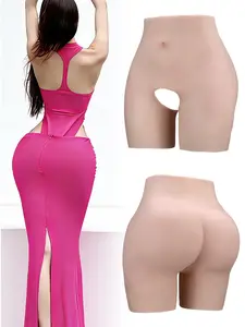 Bestselling European And American Brown Silicone Butt Lifting Open-Crotch Pants, Sexy Realistic Thickened Hips Silicone Fake Butt Shapewear For Curve Shaping