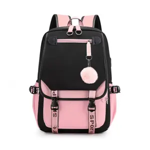 Sports-Themed Backpack - Durable Oxford Fabric, Adjustable Shoulder Straps, Headphone Jack, and Charging Port - Simple and Casual Unisex Student