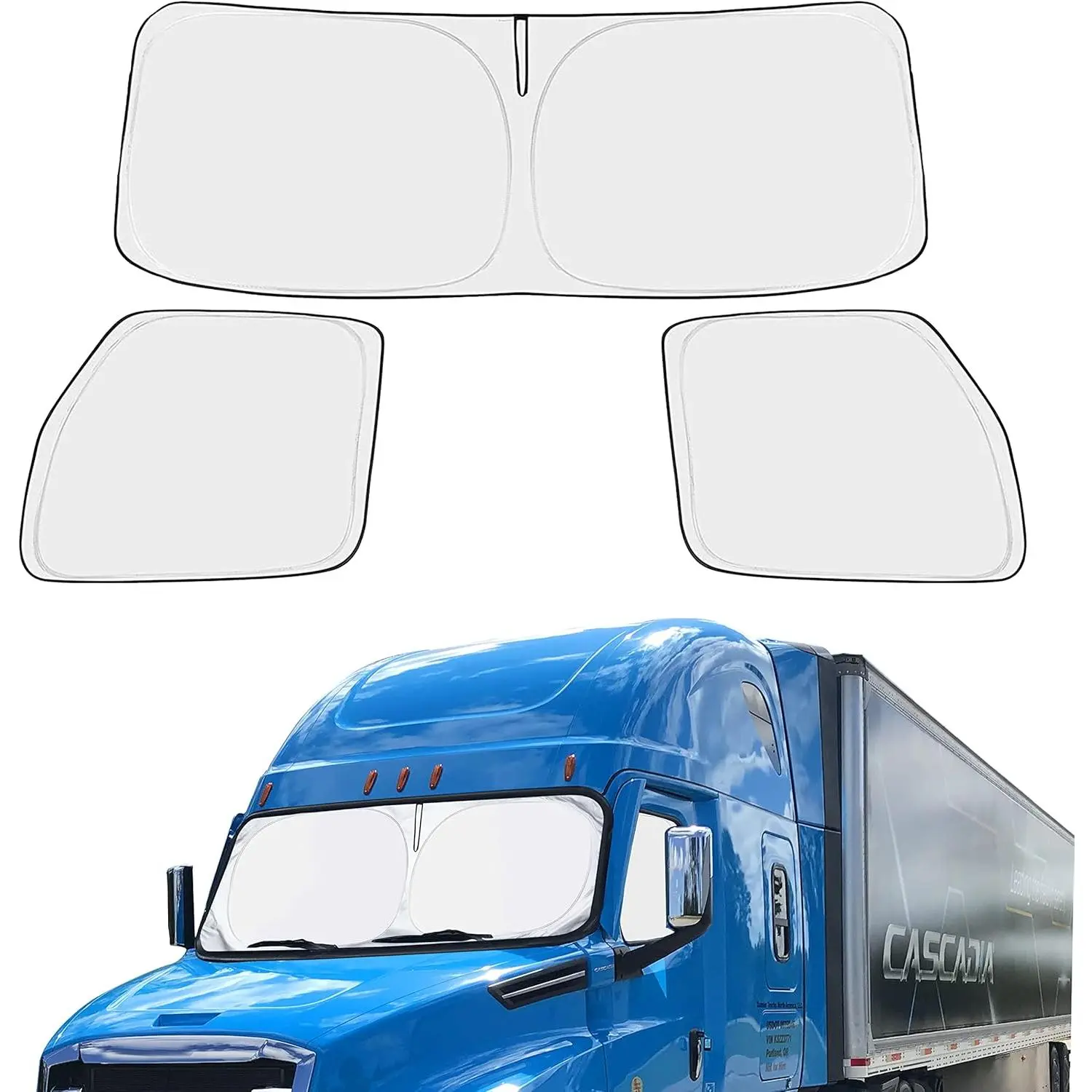Auto windshield Windshield and Side Windows Sun Shade for Cascadia |   240T Sunshade to Block UV/Sun Heat Rays |   Best for Semi, Commercial & Big Rig Truck static cling window film cute car decor sun visor extender window tinter electric sun shade