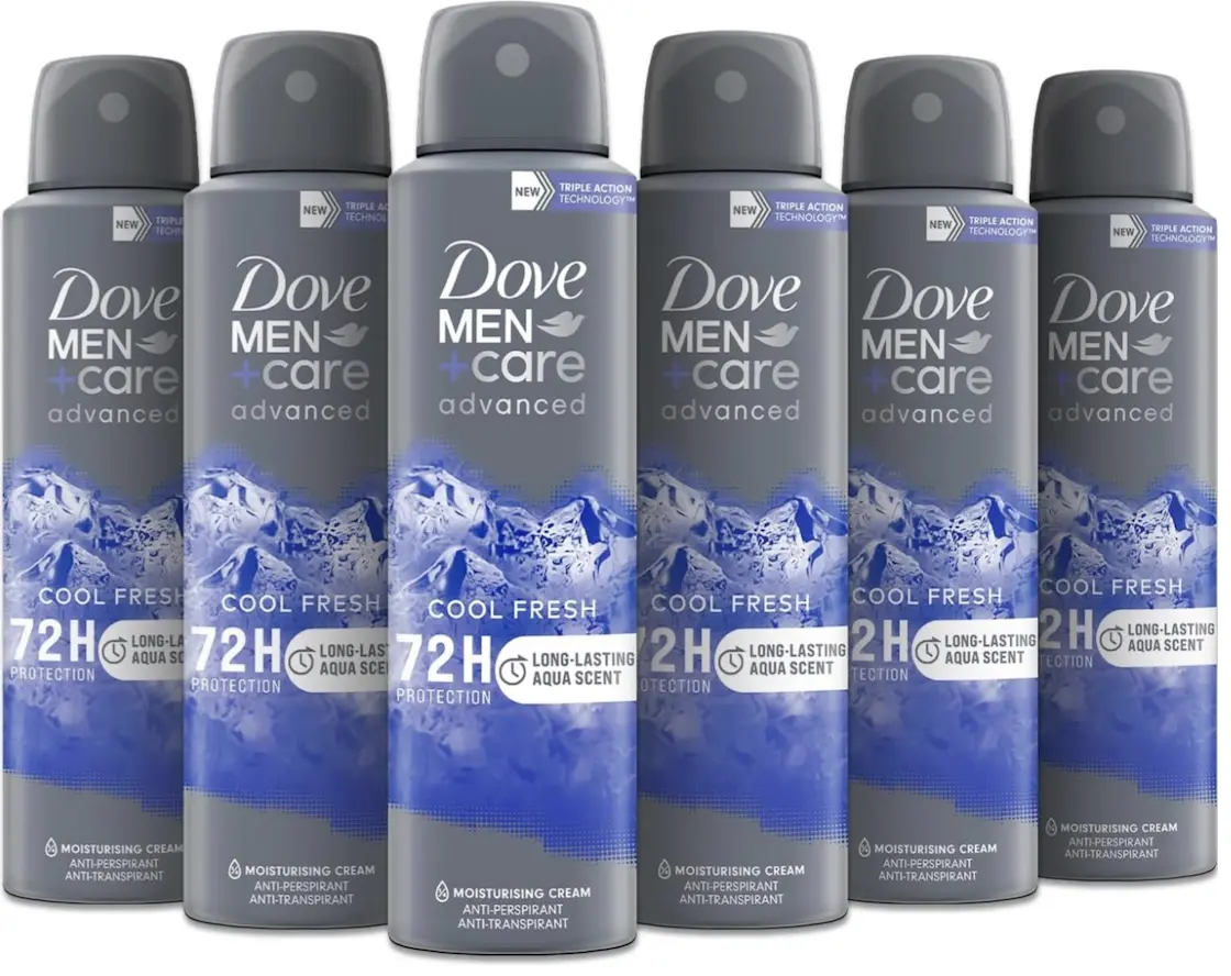 Dove Men+Care Anti-Perspirant, Anti-Transpirant Cool Fresh 72h, 150ml. 6Pack