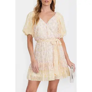 Butter Yellow Floral Print Dress