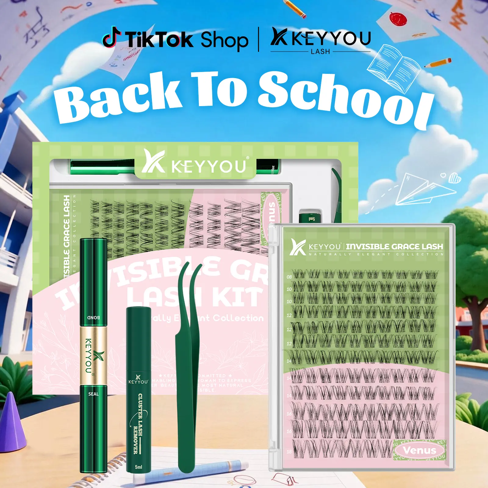 KEYYOU Special Offer Item Invisible Band Waterproof Long-Lasting Lashes for Natural Voluminous Look Easy Application Ideal for Daily Wear and Special Occasions #BackToSchool