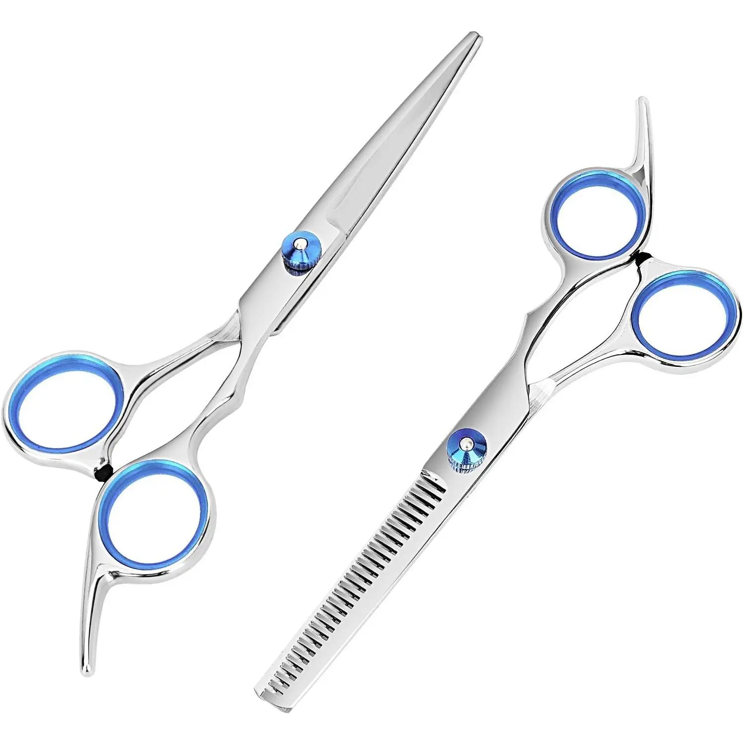 Hair Cutting Scissors and Thinning Shears, 6.5in Professional Stainless Steel Barber Scissors with Sharp Blades, Ergonomic Hairdressing Scissors for and Pets Hair Gift Adjustable Durable Friend Haircare Handle Lightweight   Silicone Teensgiftgiftgift