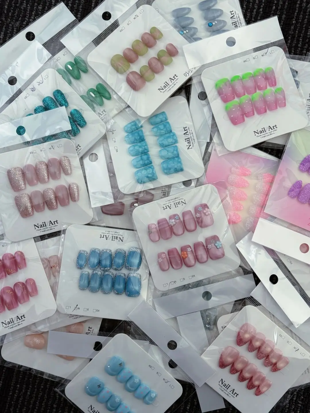 Emma(8908)gc.20 sets handmade press-on nails selectable size and length random style