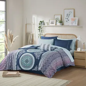 9 Piece Complete Bed In A Bag Casual Boho Comforter with Sheet Set Decorative Pillow, All Season Bedding Set
