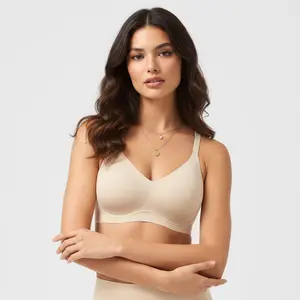 SONGFUL Women's Basic Wirefree Smoothing Bra - Tiya CloudSoft Jelly Wireless, Buttery Soft, Seamless, Full Coverage, Supportive T-Shirt Bra for Everyday Wear, Adjustable Straps