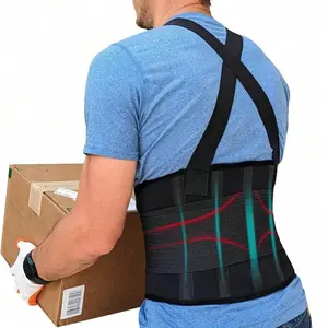 Adjustable Back Brace With Suspenders & Posture Straps - Lumbar Girdle Support Belt for Heavy Lifting Work (Construction, Warehouse), Gym, Sauna Slimming, Weighted Vest Resistance Accessory