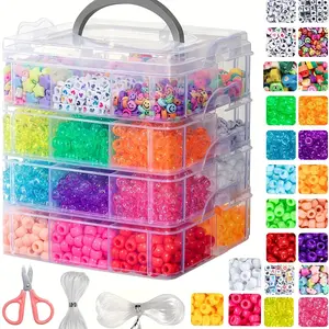 4800 Bead Jewelry Making Kit, Includes 15 Colors Pony Beads, Letter Beads, Polymer Clay Beads, Alphabet Beads, Ideal for Bracelets, Hair Accessories, DIY Gifts