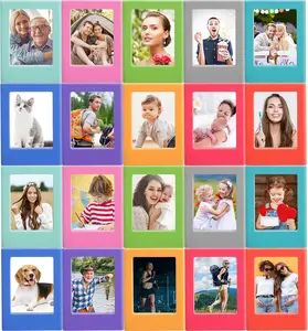 20 Packs Magnetic Picture Frame 3 Inches Magnet Photo Frames Colorful Mini Table Photo Frame Holder for Fridge Home School Office (Multicolor)