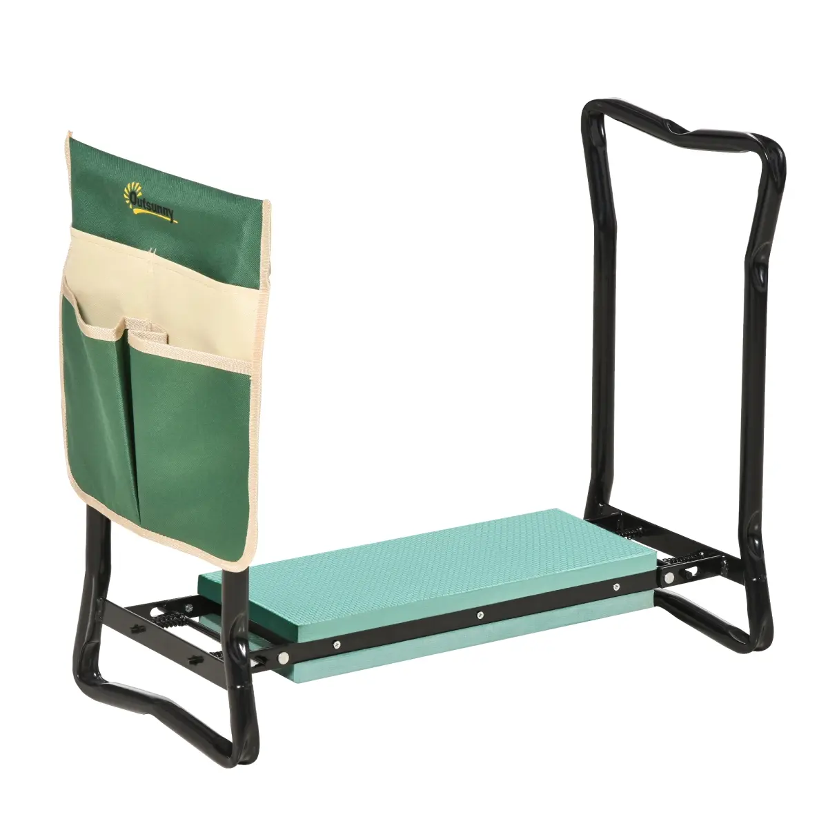 Outsunny 845-335 Folding Garden Kneeling Bench for Kneeling Work, with 1 Large Side Pouch, Easy Storage & Transport Garden Kneeler Seat
