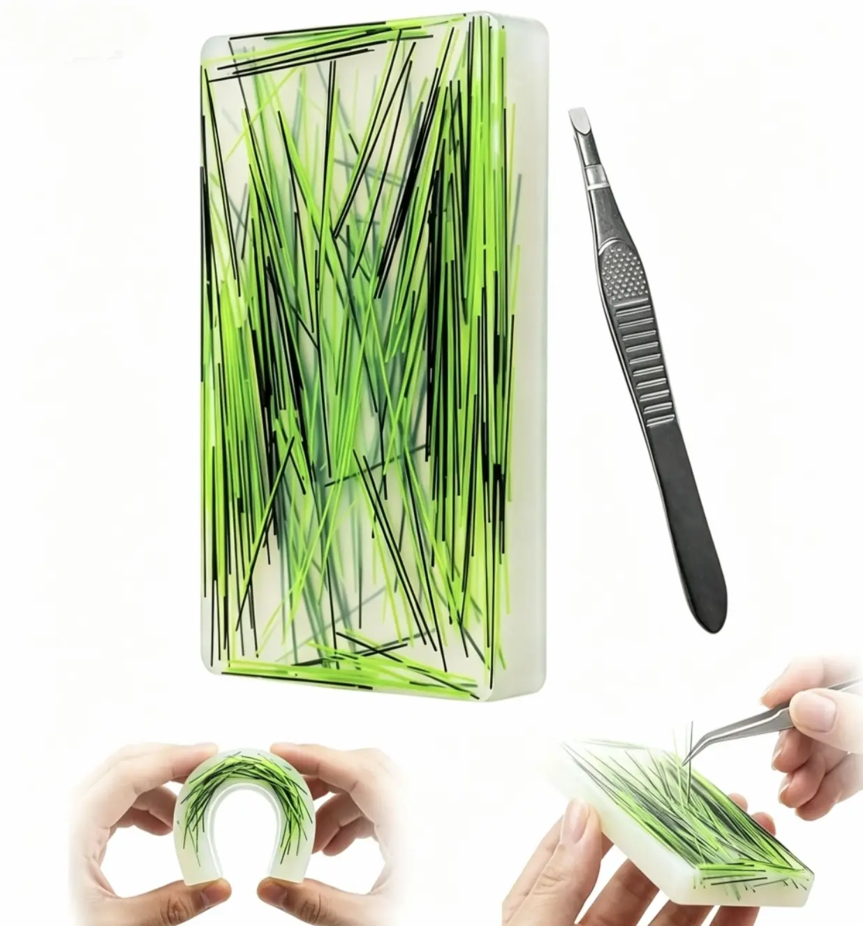 Rectangle Silicone Skin Picking Sensory Toy with Tweezers - Portable Sensory Pad for Focus, Calm, Repeating Behaviors Needs - Ideal for Adults, Kids