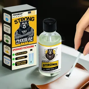 Mighty Fabric Glue Permanent in Glass Bottle with Brush, Waterproof Washable Liquid Stitch Fabric Glue, Safe No Irritation for Repair Clothes, Leather, Patches(1.68 fl.oz 50ml)