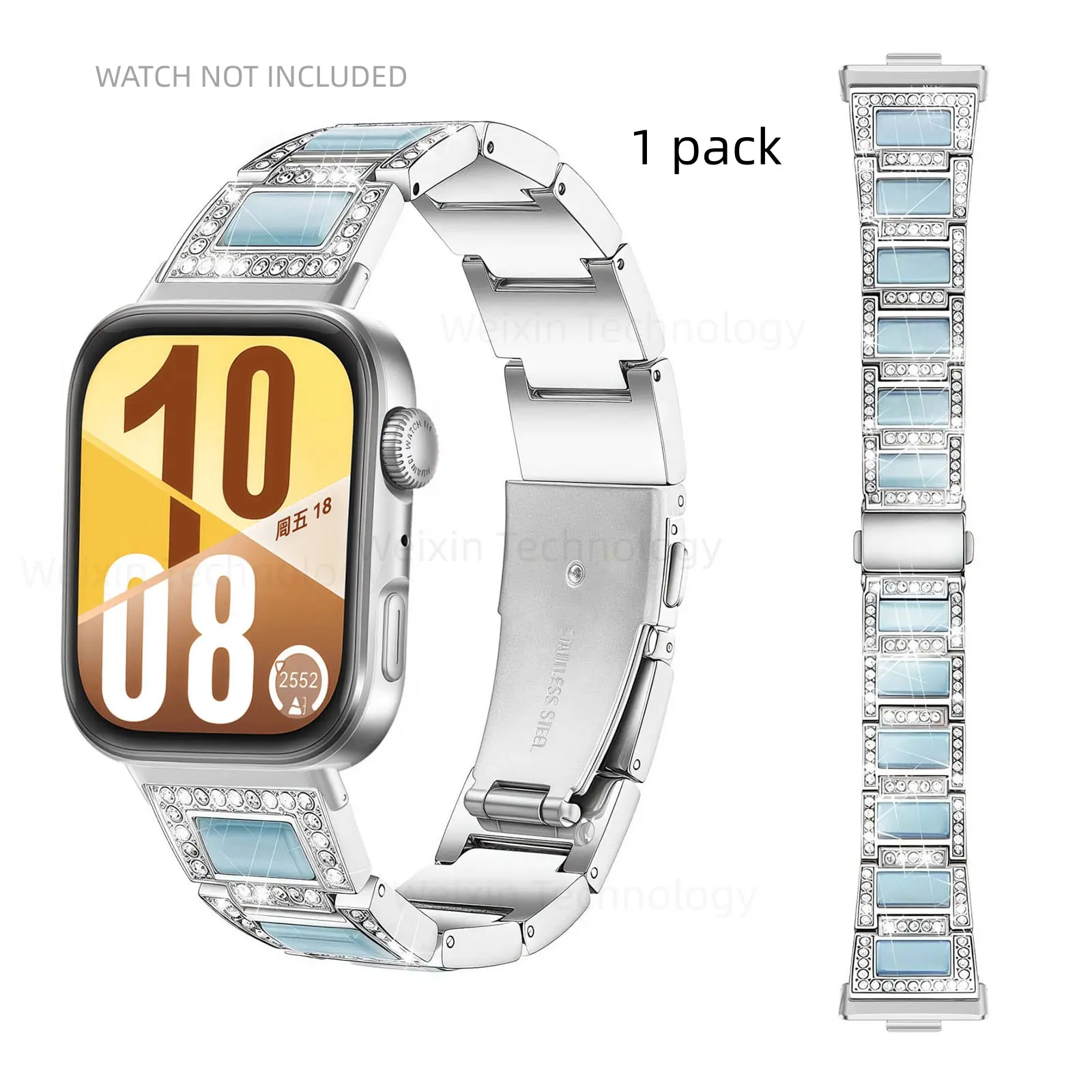 Fashion Metal Strap for Huawei Watch Fit 4 Pro/fit 4/fit 3, Diamond Metal Resin Band, Women's Watch Strap, Smart Watch Accessories, 1 Piece