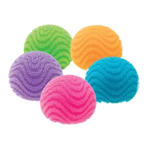 Nee Doh Fuzz Ball Wonder Waves - Ultra Soft Tactile Relaxation Squeeze Toy with Groovy Wavy Patterns & Velvet Texture 2.5 x 2.5 x 2.5 Inches