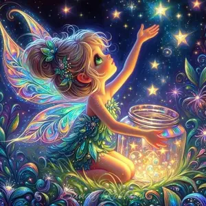 Cartoon Elf Fairy 5D DIY Diamond Painting Kit Embroidery Rhinestone Art Full Drill Round Mosaic Cross Stitch Room Decor Gift Diy Set