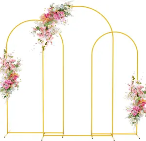 Gold Metal Wedding Arch Backdrop Stand Set – 6FT/6.6FT/7.2FT Arch Frame Available in 1PC, 2PCS or 3PCS for Wedding Ceremony, Baby Shower & Party Decor